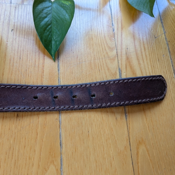 🌷 Vintage - Brown leather belt with side stitch - Picture 4 of 5